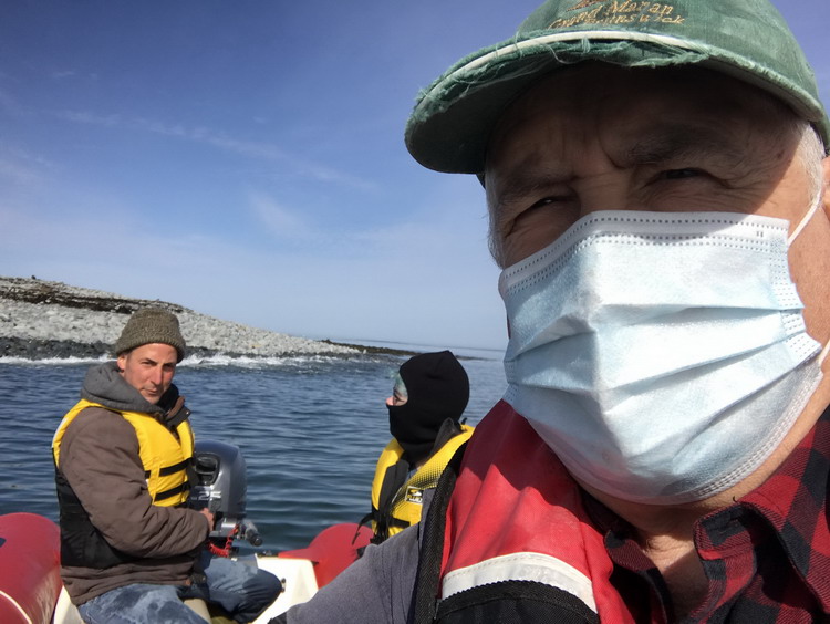 A selfie of me, Alix and Kathleen - North Brother, NS, April 26, 2020 - Ted D'Eon photo