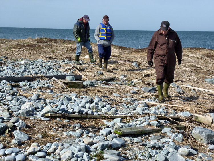 The eastern beach pushed overland - North Brother, April 22, 2013 - Ted D'Eon photo