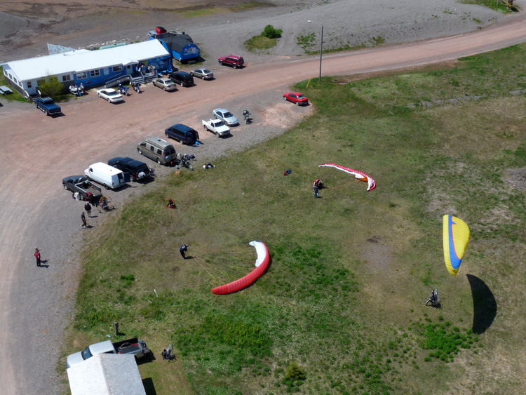 The staging area for Powered Paragliders at the Harbourview Restaurant, Parrsboro. May 21, 2010 - Ted D'Eon Photo